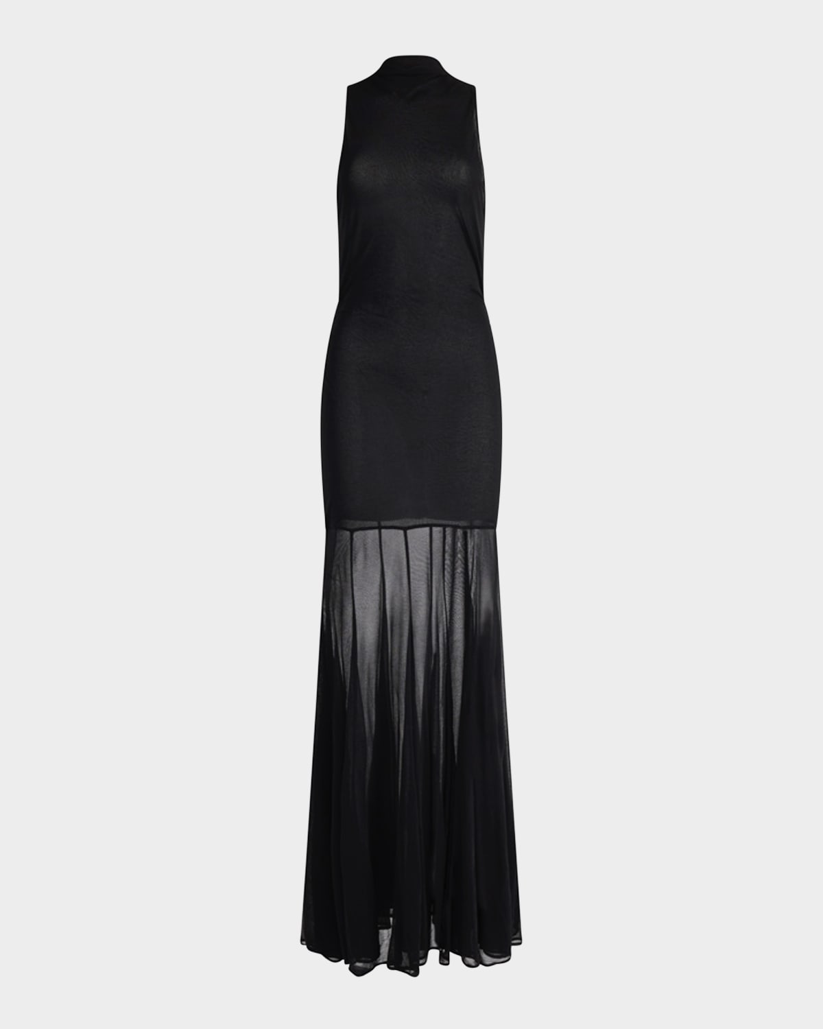 Altuzarra Alicka Turtleneck Sleeveless Sheer Maxi Dress In Black