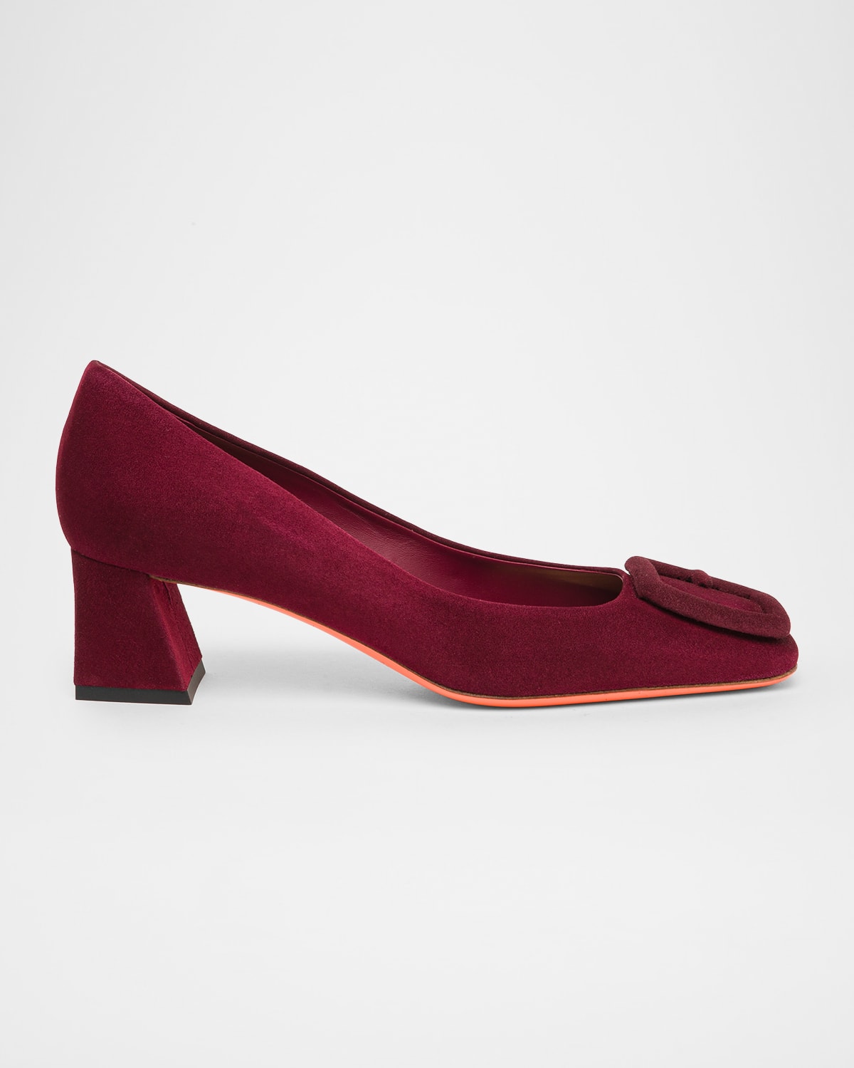 Santoni 50mm Hasmig Suede Buckle Pumps In Burgundy