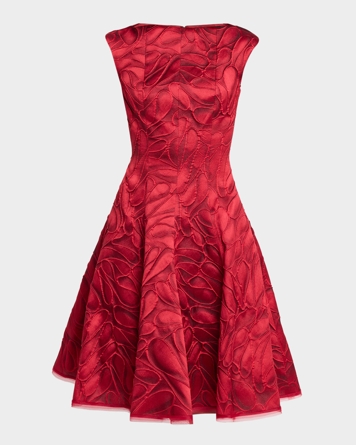 Talbot Runhof Honeydrop Jacquard Knee-length Fit & Flare Dress In Red