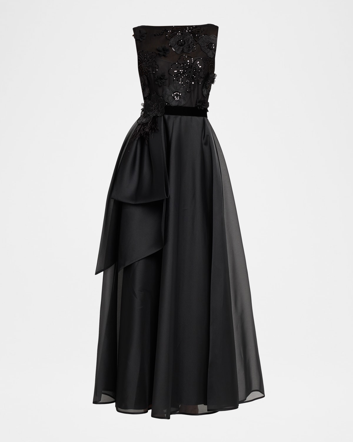 Talbot Runhof Embellished Organza Bow Gown In Black