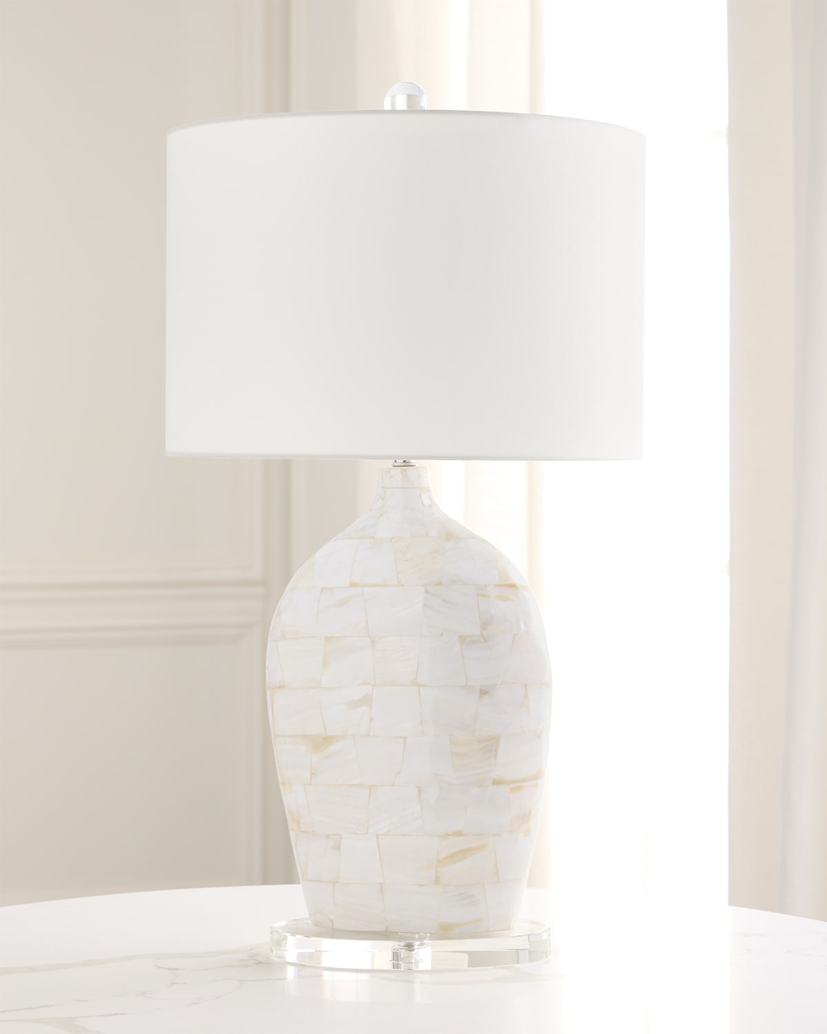 Couture Lamps Coquille 30" Mother-of-pearl Table Lamp In White