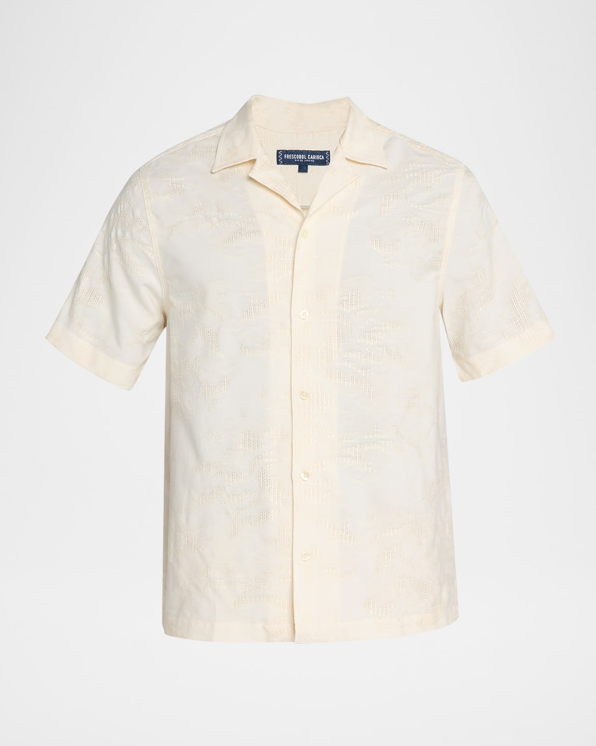 Frescobol Carioca Men's Franca Raffia Jacquard Camp Shirt In Neutral