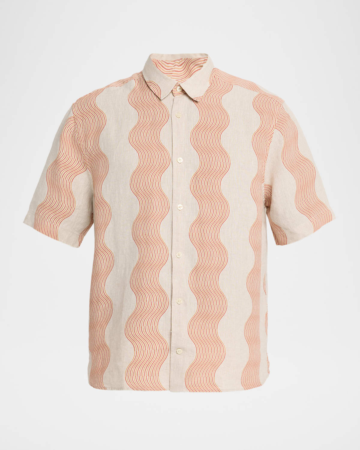 Frescobol Carioca Castro Duo Cabana Stripe Short Sleeve Shirt In Pink