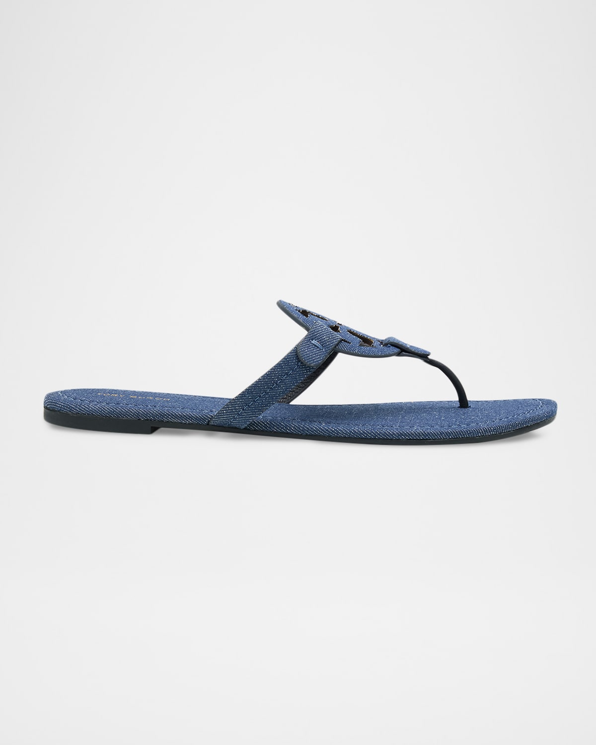 Tory Burch Miller Denim Logo Thong Sandals In Blue