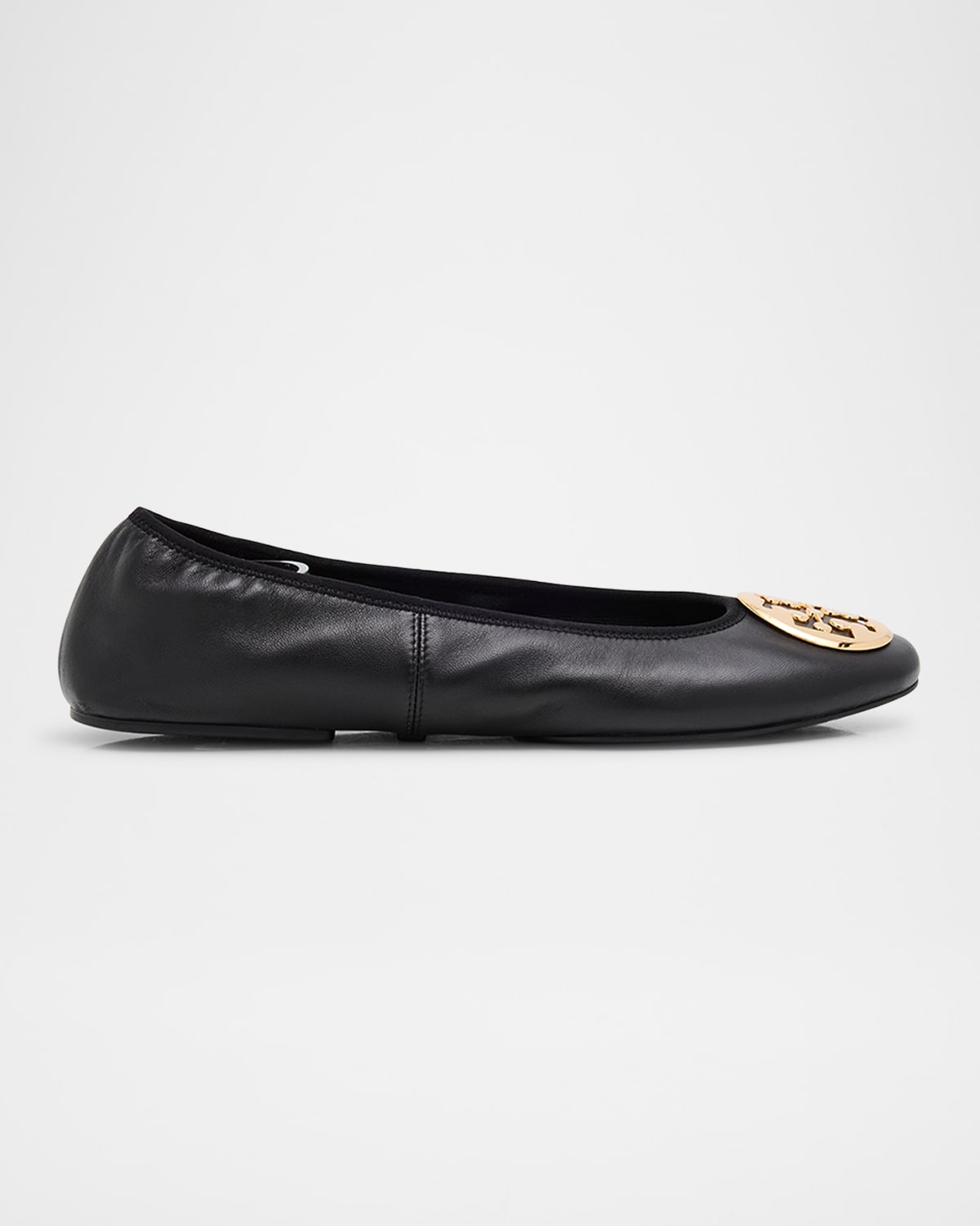 Tory Burch Reva Travel Leather Ballet Flats In Black