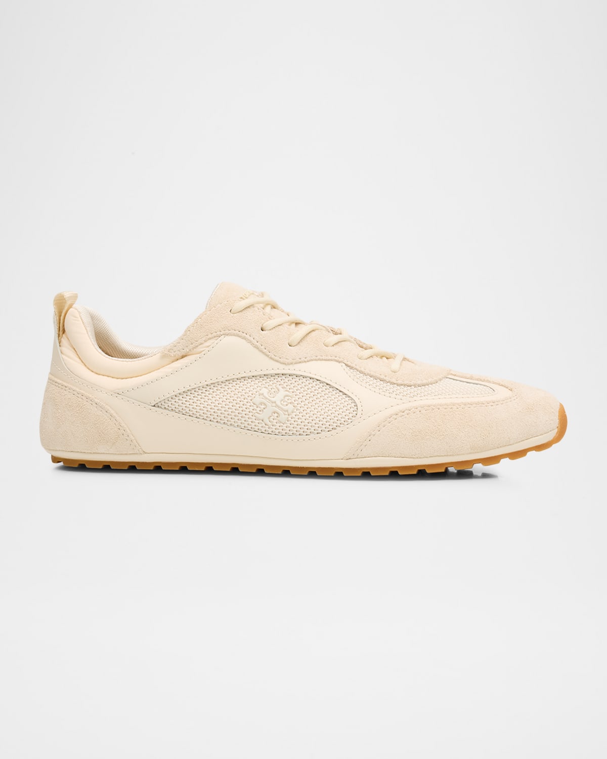 Tory Burch Field Leather And Suede Low-top Sneakers In Gold