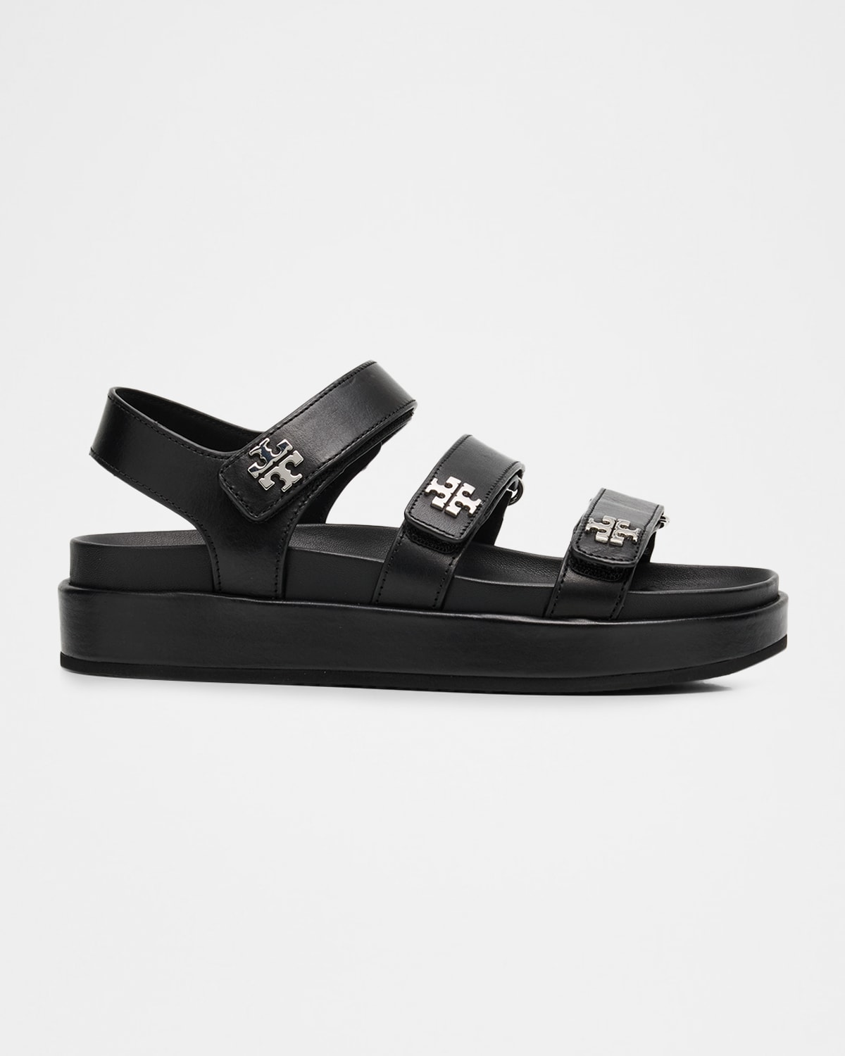 Tory Burch Kira Leather Sport Triple-strap Sandals In Black
