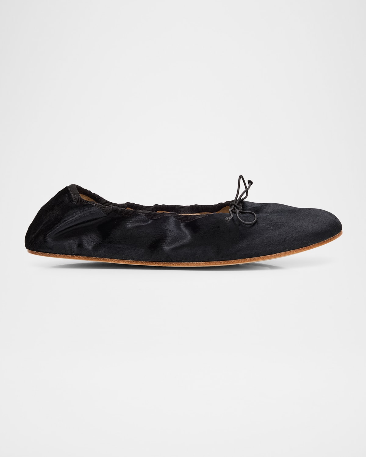 The Row Velvet Ballerina Flats In Black