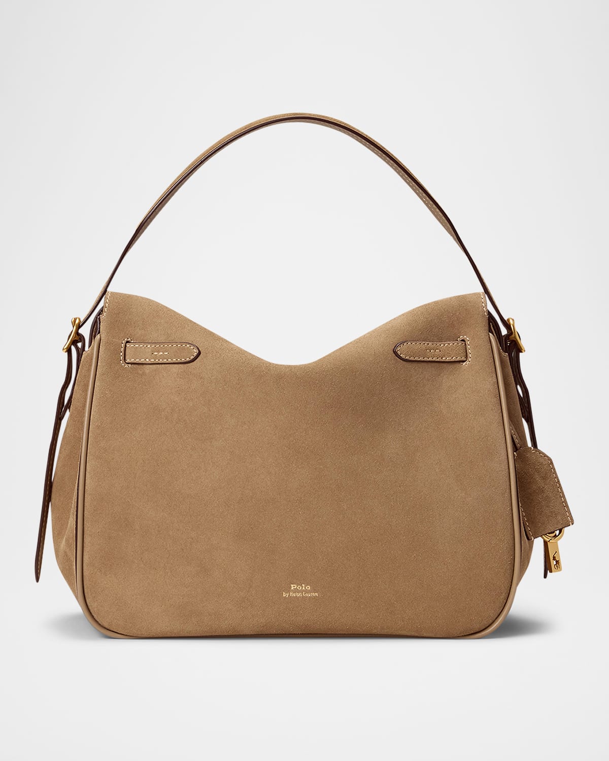 Polo Ralph Lauren Polo Id Suede Large Satchel Bag In Brown