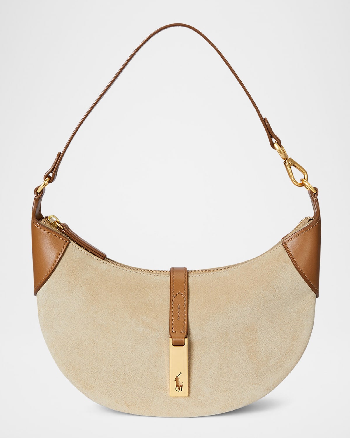 Polo Ralph Lauren Polo Id Small Suede And Leather Shoulder Bag