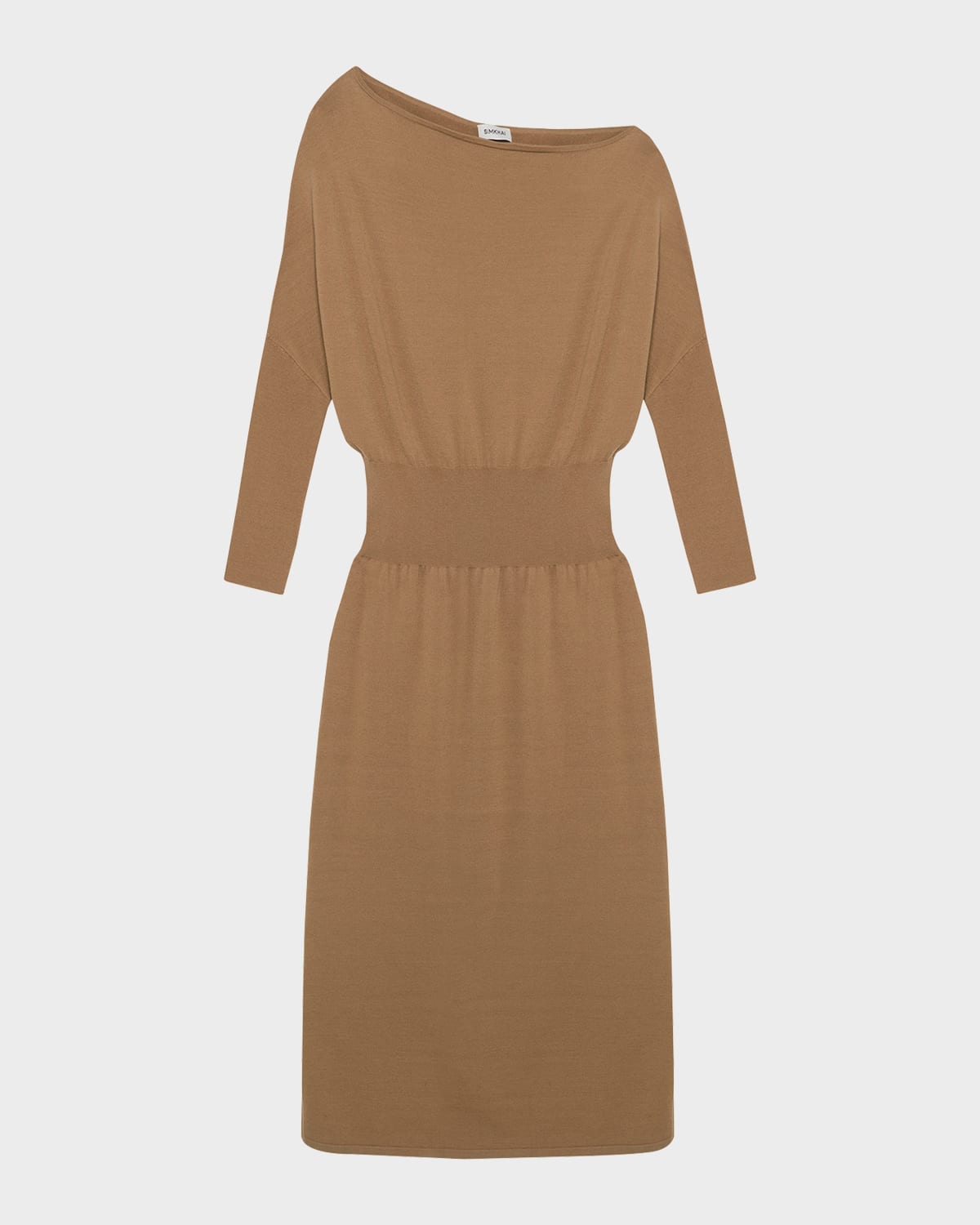 Simkhai Janese Off-the-shoulder Knit Midi Dress In Brown
