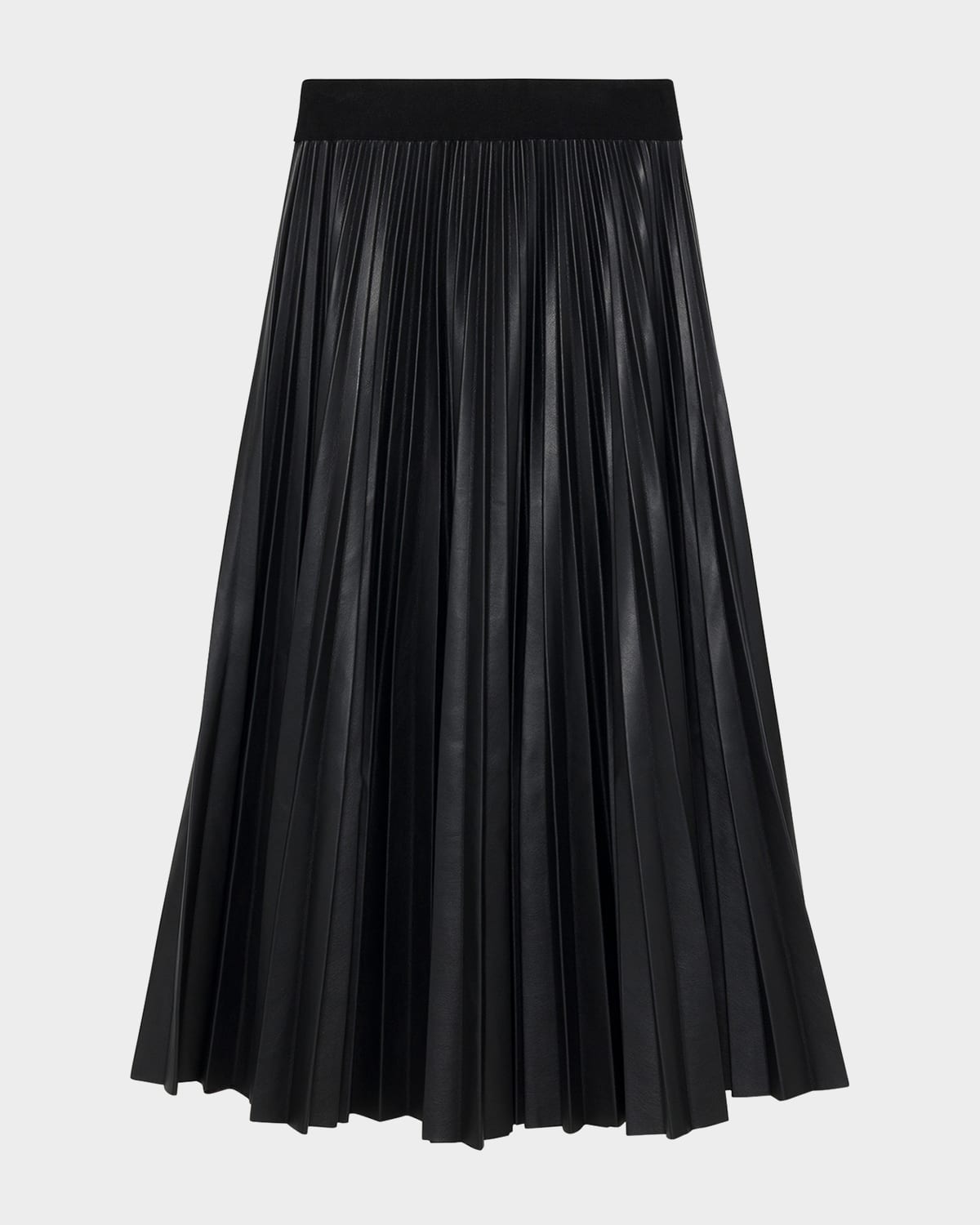 Simkhai Kezia Pleated Vegan Leather Midi Skirt In Black
