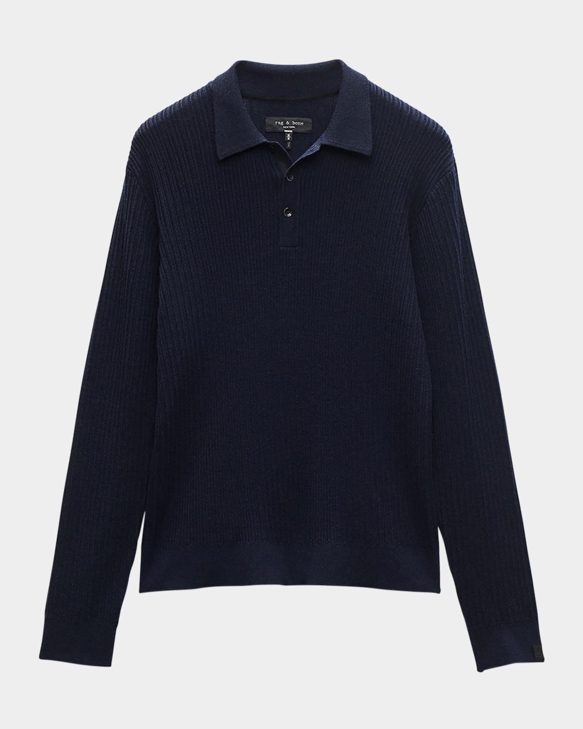 Rag & Bone Men's Crawford Wool And Cashmere Rib Polo Sweater In Blue