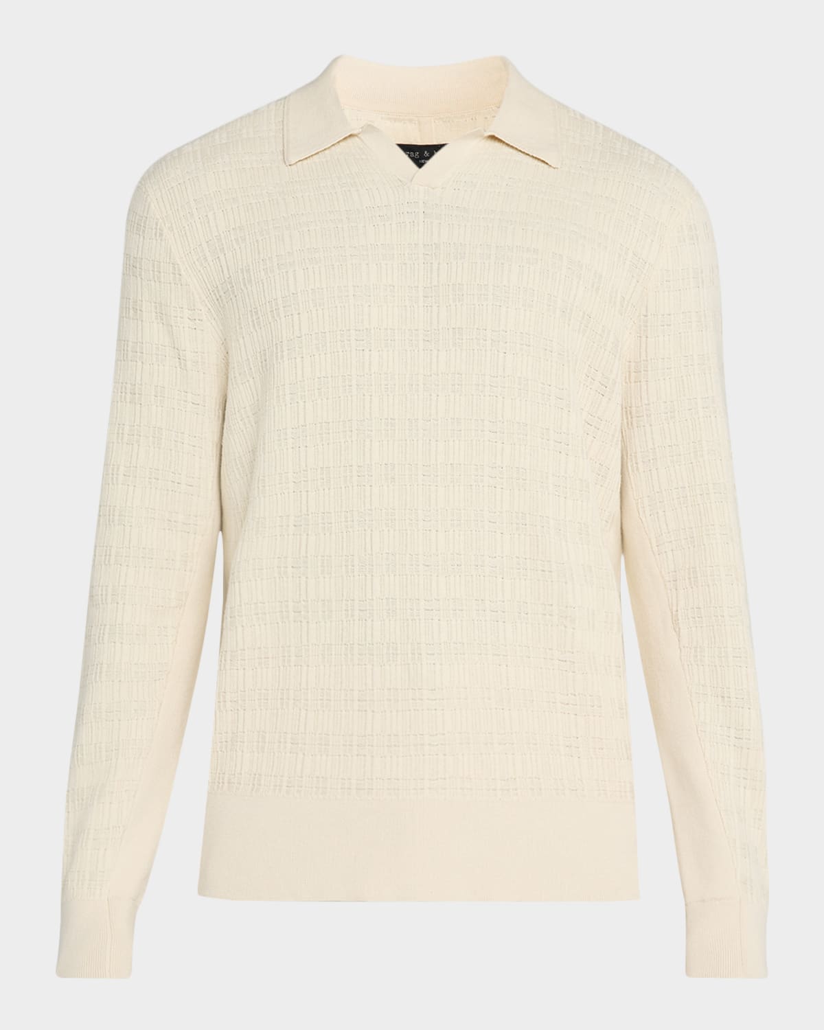 Rag & Bone Men's Harvey Plaid Johnny Collar Polo Sweater In Neutral