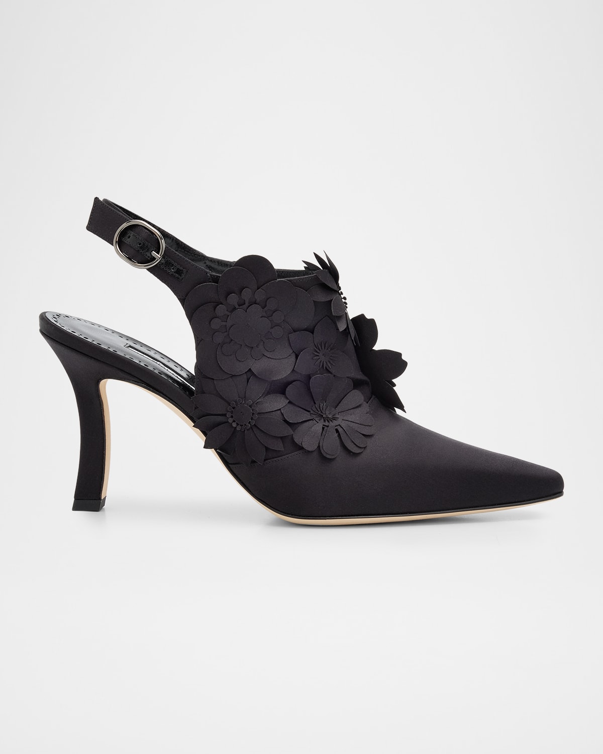 Manolo Blahnik Flower Crepe Antigonid Slingback Pumps In Animal Print