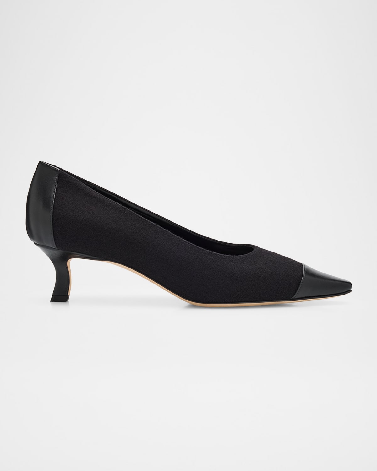Manolo Blahnik Mionel Wool Bicolor Pumps In Black