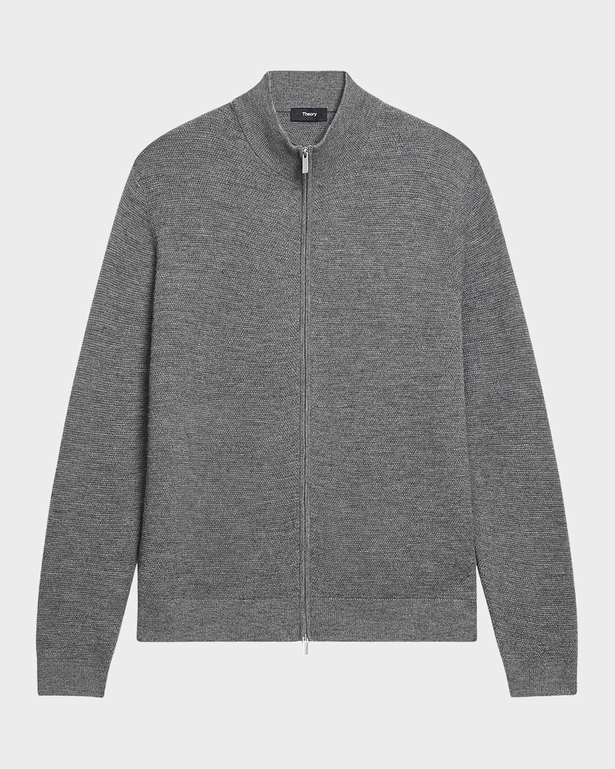 Theory Men's Cashmere Knit Full-zip Sweater In Gray