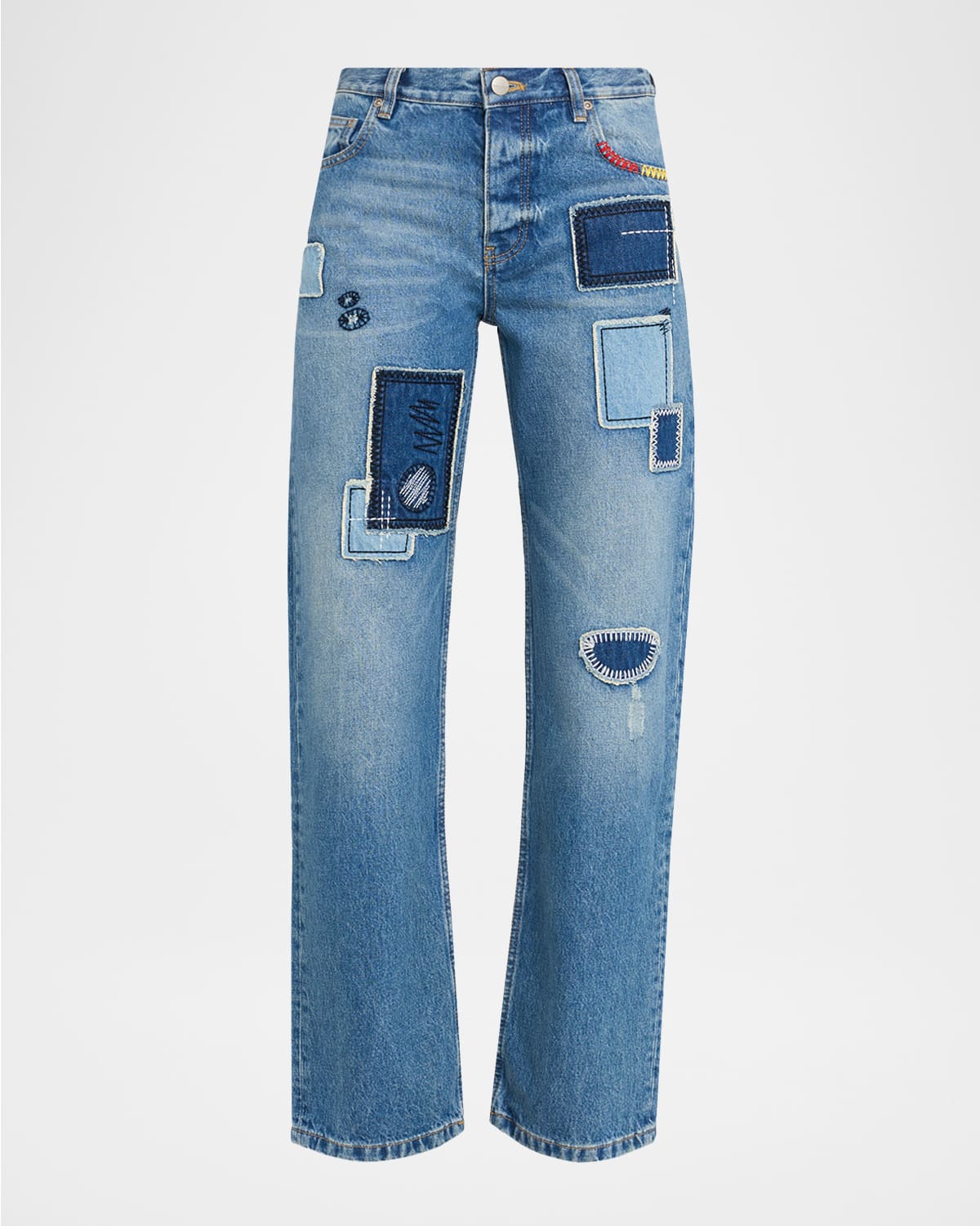 Marc Jacobs Straight-Leg Patchwork Jeans