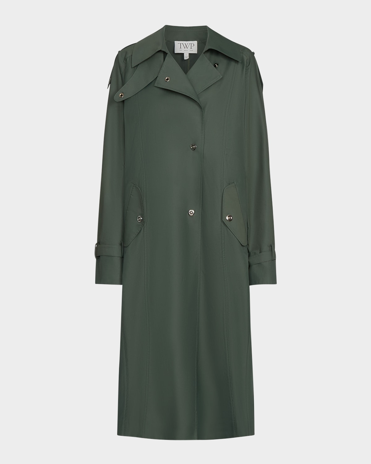 Twp Bogie Long Trench Coat In Black