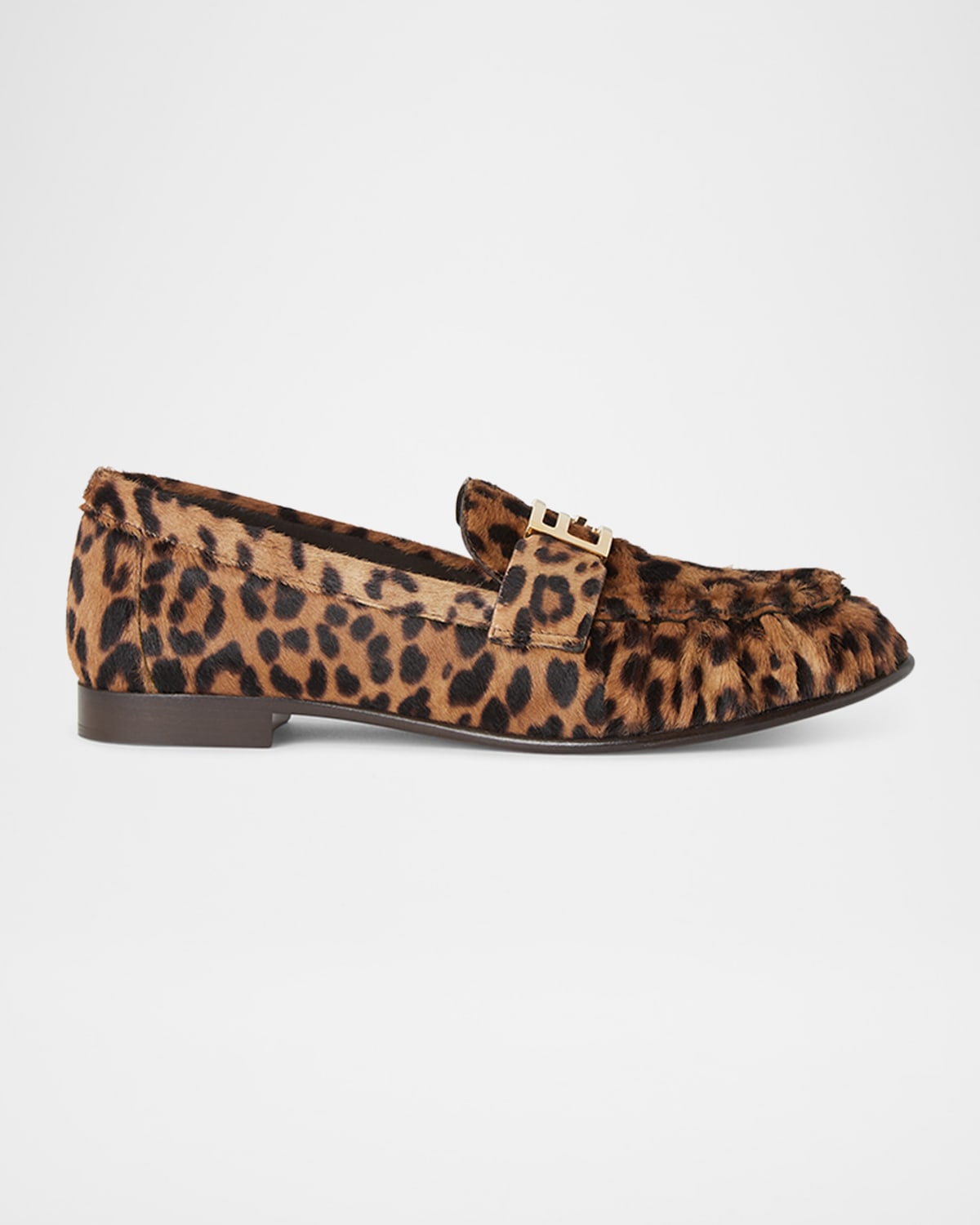 Fendi Leopard Pony Hair Baguette Ruched Loafers