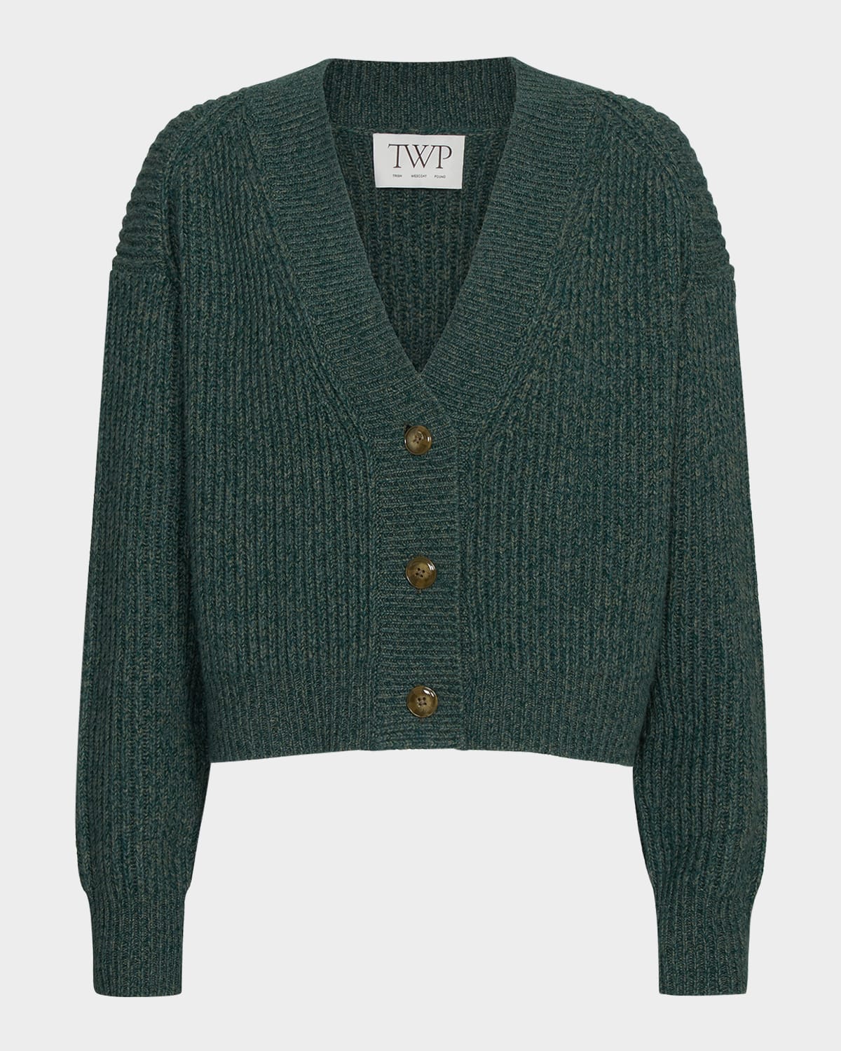 Twp Cropped Cashmere Cardigan In Green