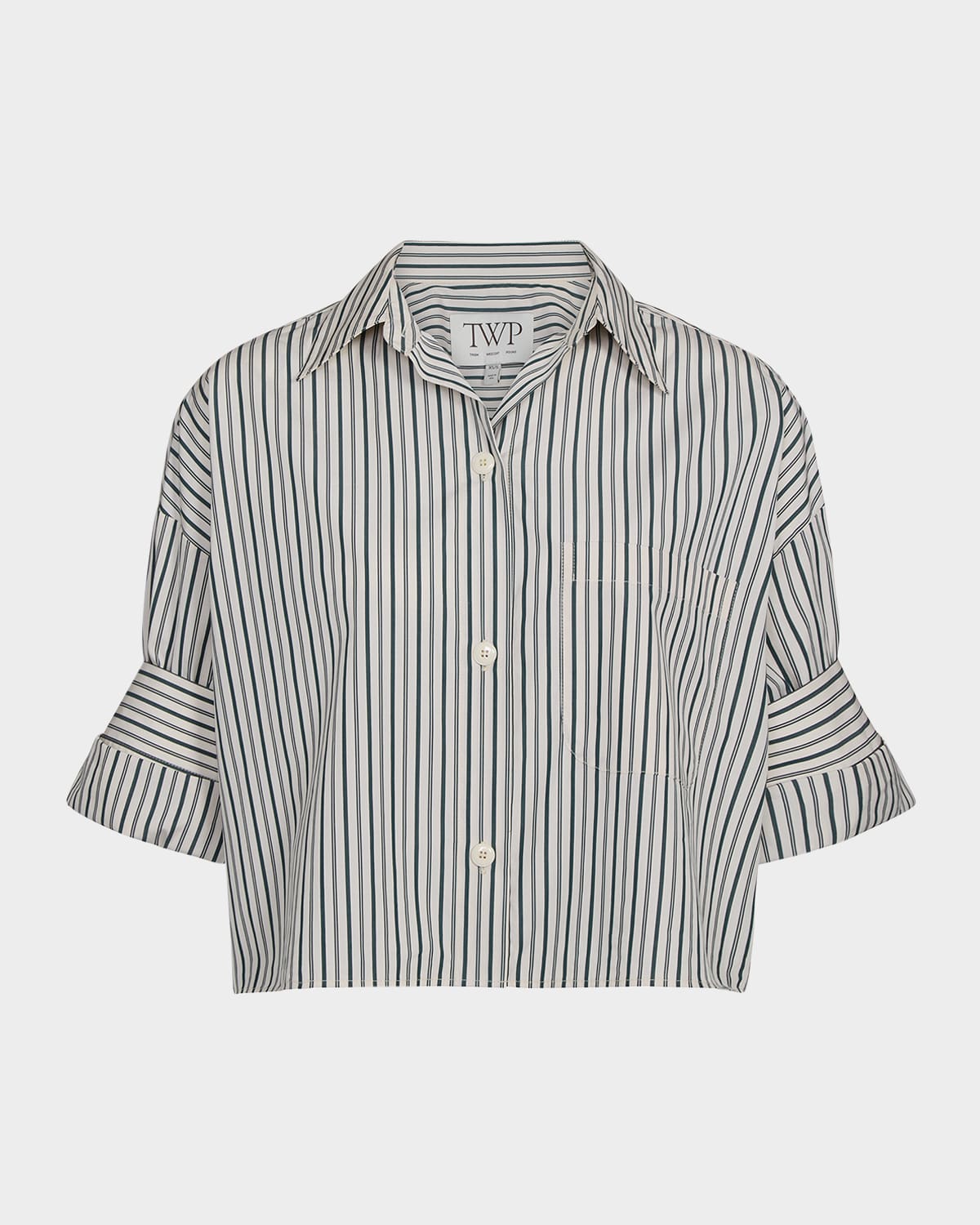 Twp Next Ex Striped Button-front Shirt In Gray