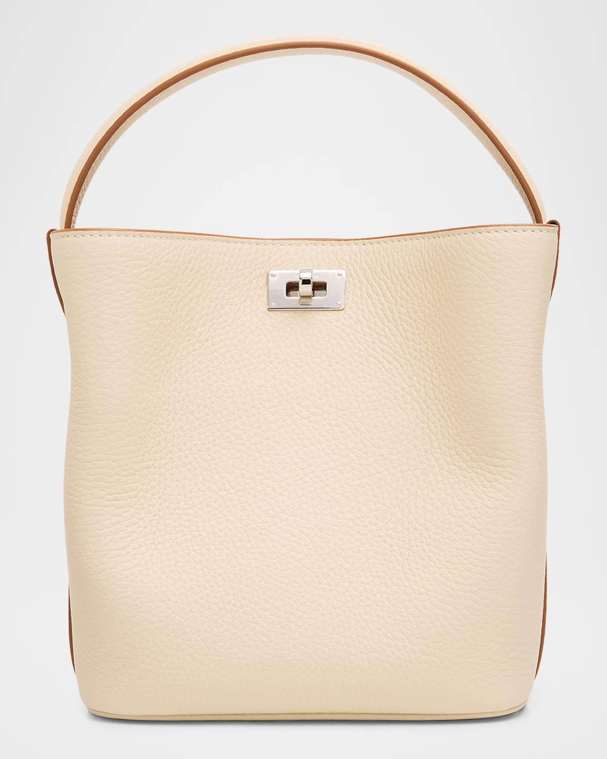 Michino Paris Odeon Mini Leather Bucket Bag In White
