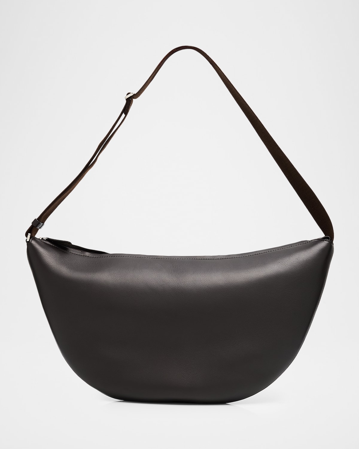 The Row Men's Crescent Leather Crossbody Bag In Brown