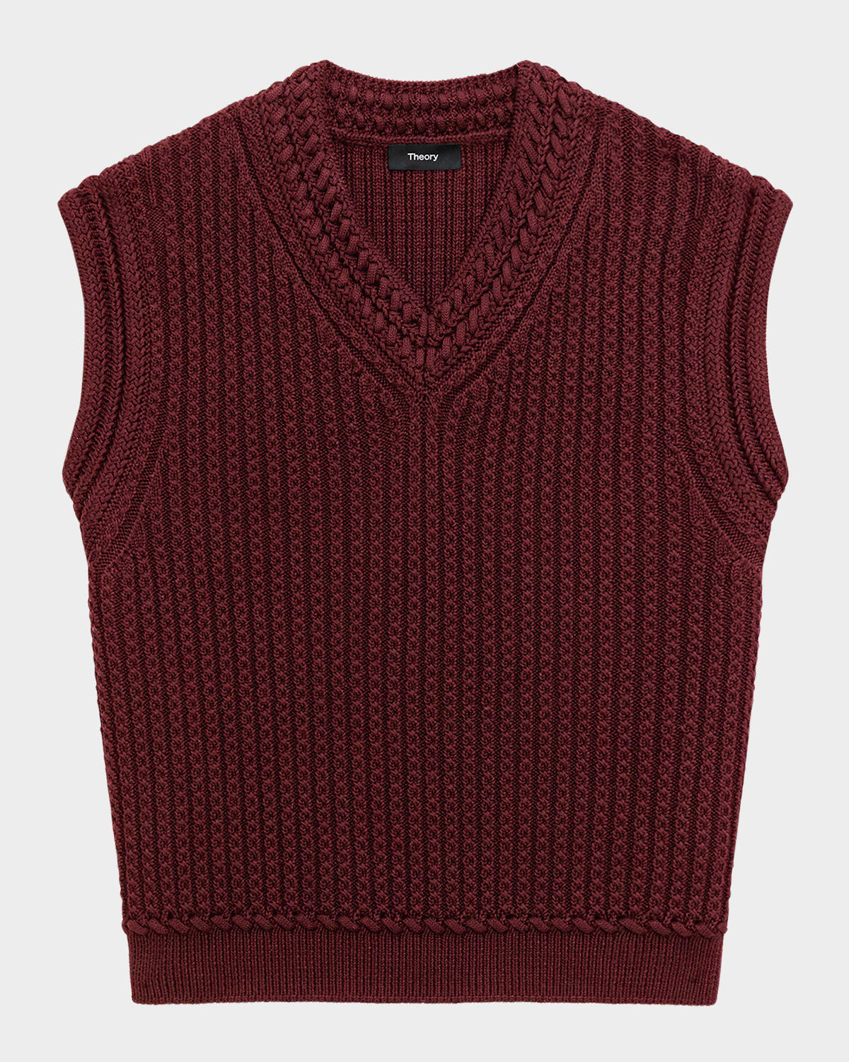 Theory Textured Vest In Burgundy