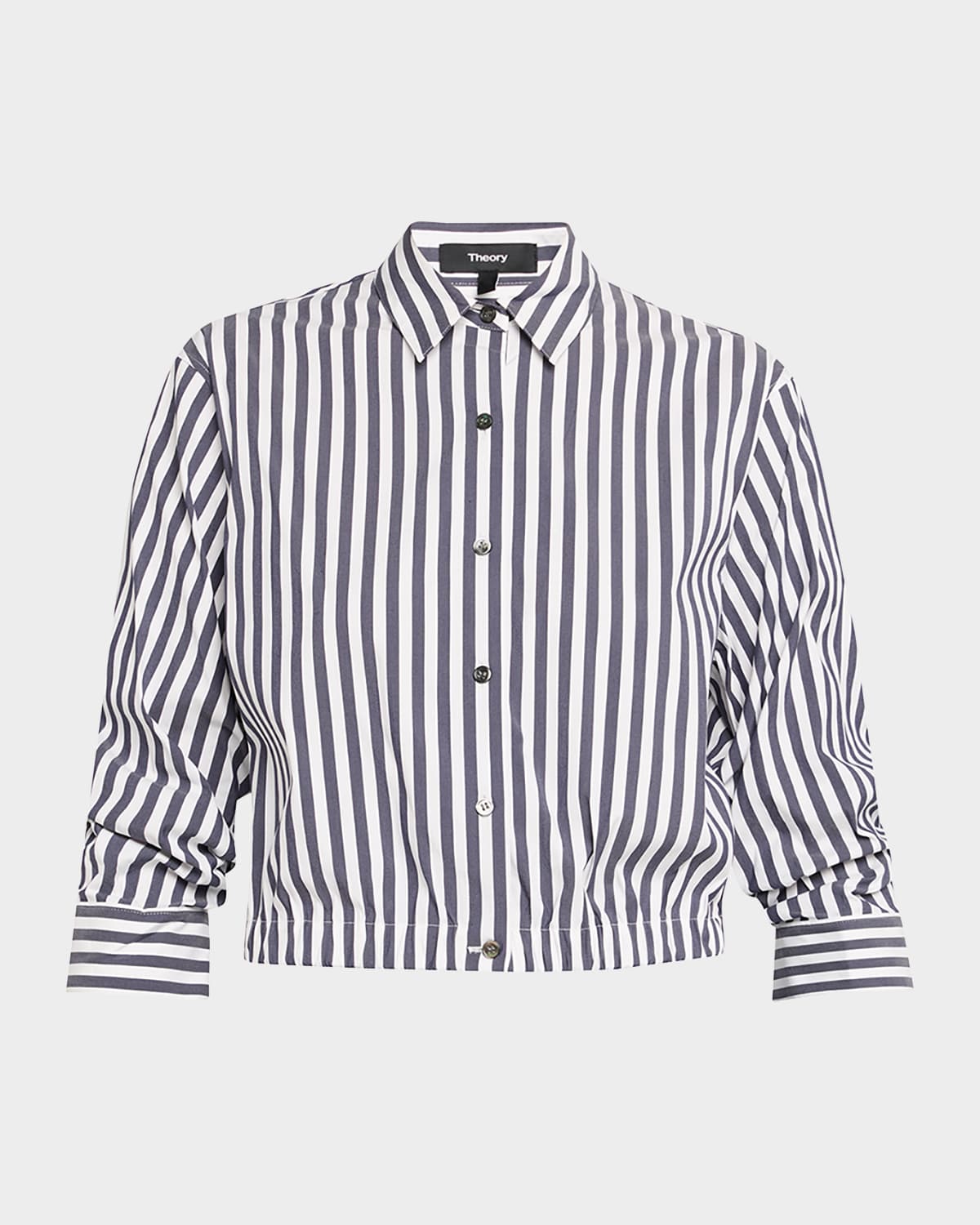 Theory Stripe Cropped Button-front Shirt In Multi
