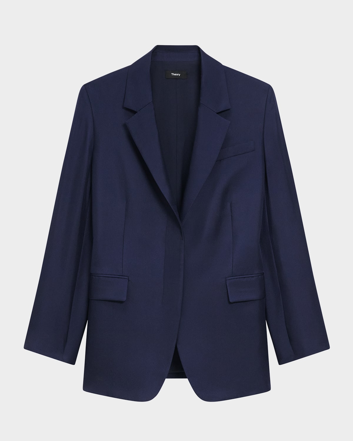 Theory Relaxed Silk Cinch Blazer In Blue