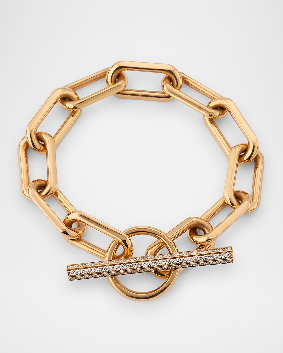 18K Rose Gold and Diamond Jumbo Chain Link Toggle Bracelet
