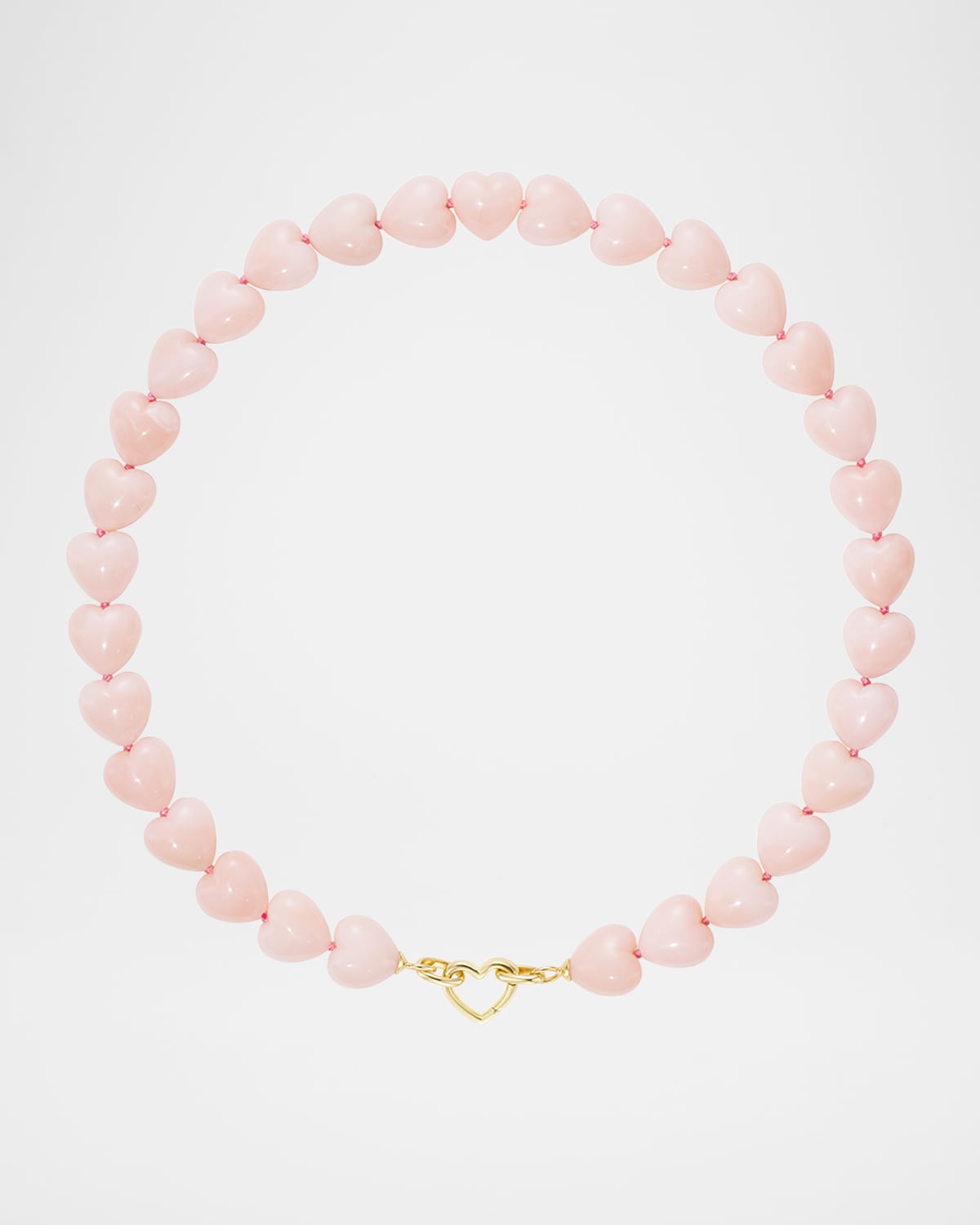 18K Pink Opal Oversized Heart Beads Necklace