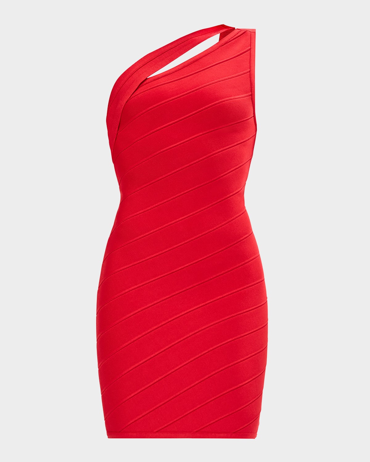 Herve Leger The Molly Cutout One-shoulder Mini Dress In Red