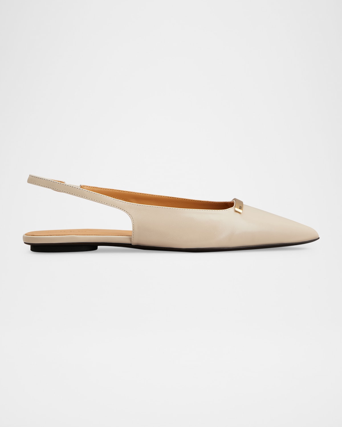 Tod's Bar Leather Slingback Ballerina Flats In Gray