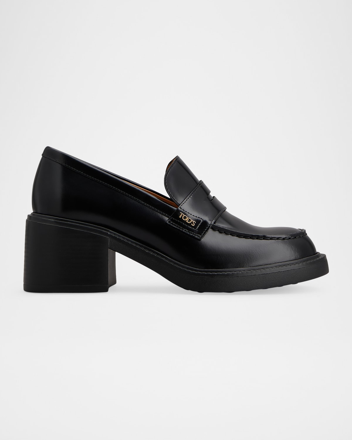 Tod 's Gomma Leather Block-Heel Penny Loafers