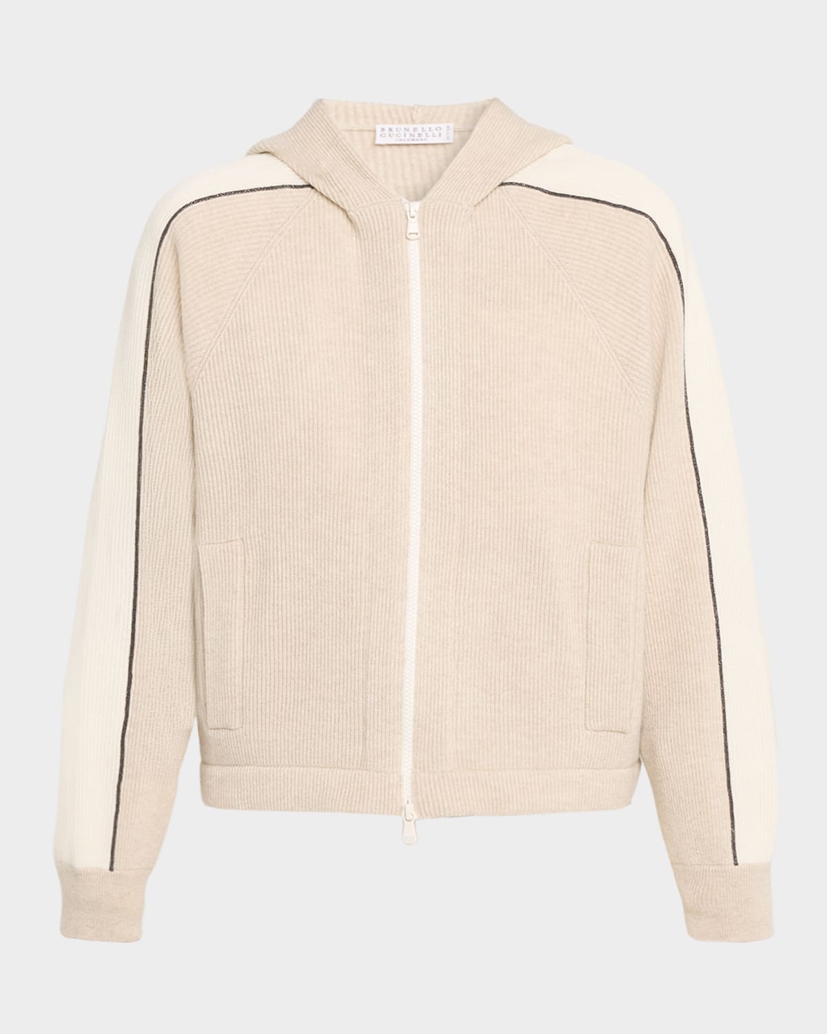 Brunello Cucinelli Monili-trim Cashmere Rib Zip Sport Hoodie