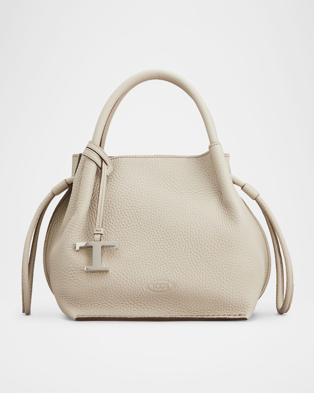 Tod's Grain Leather Bucket Bag In Gray