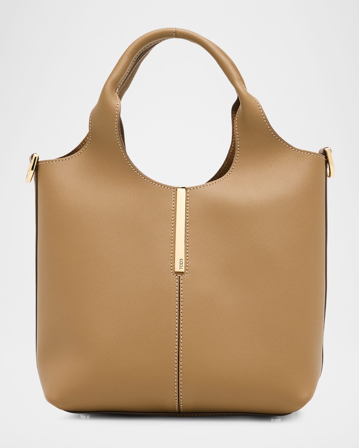 Tod's Mini Stitched Leather Shopper Tote Bag In Neutral