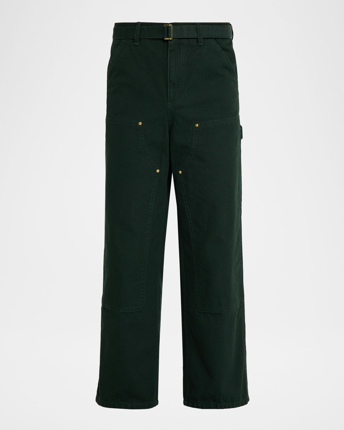 Sacai Men's Duck Denim Carpenter Pants In Green