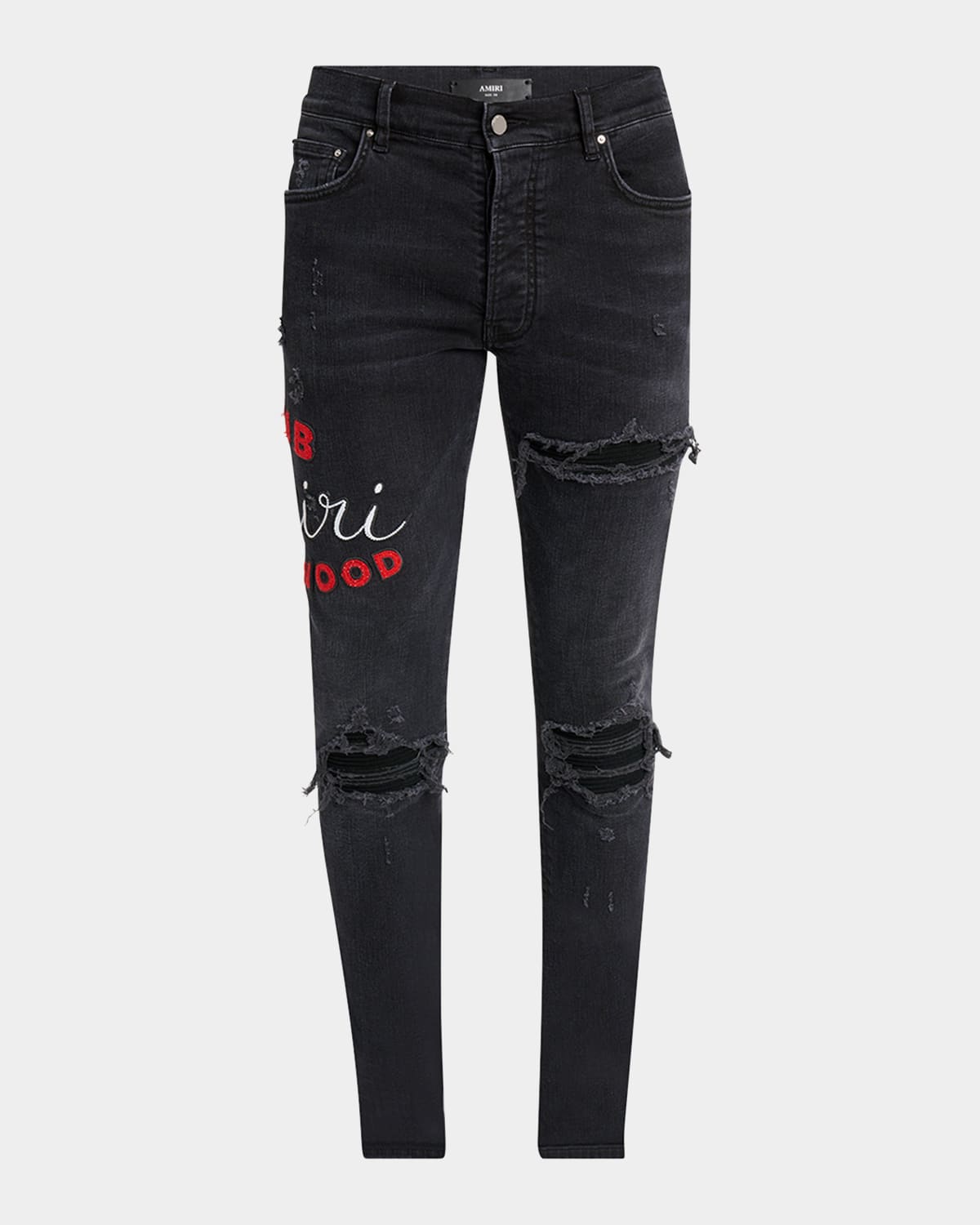 Amiri Casual Trousers With Five Pockets And Embroidery In Black