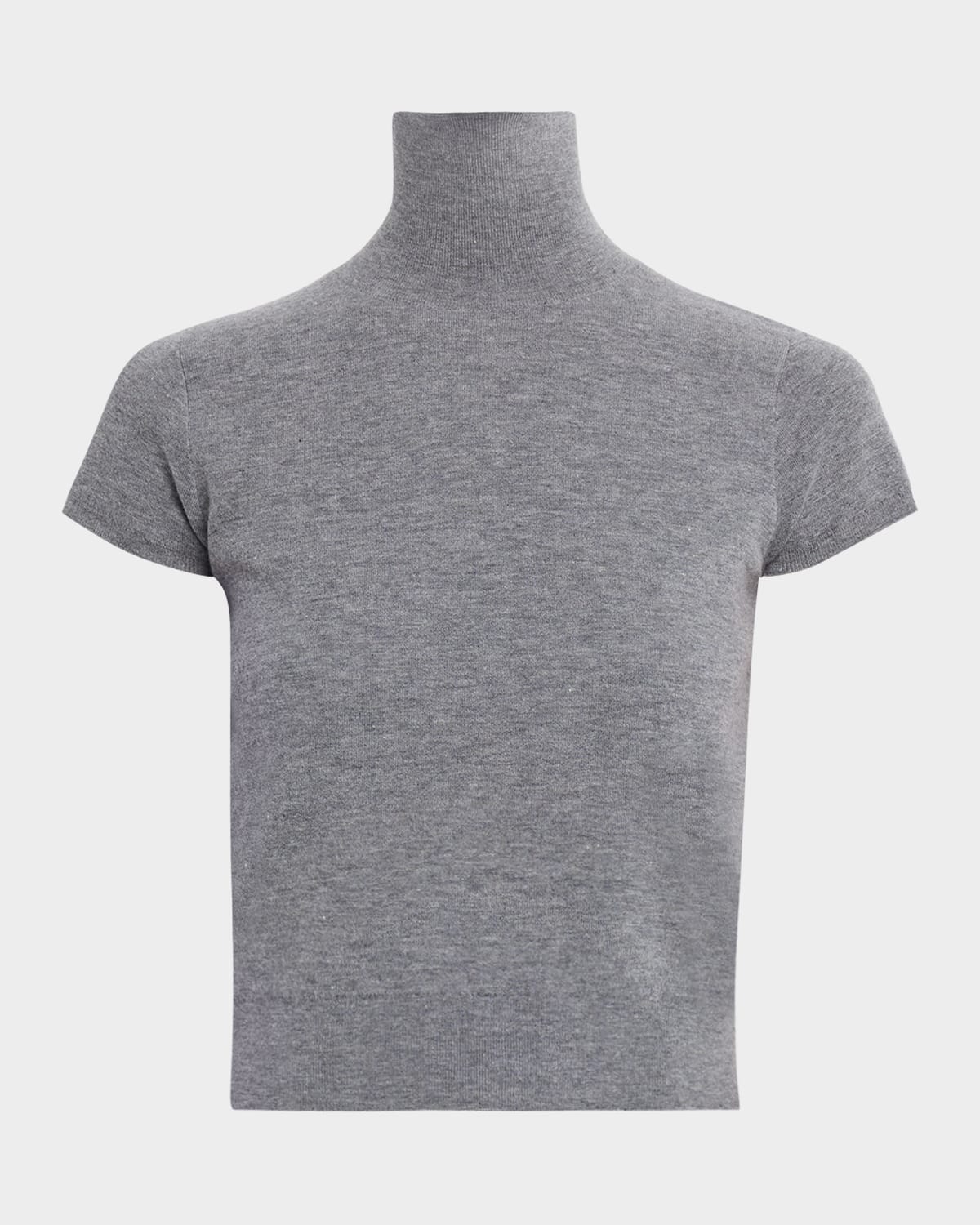 TSE Cashmere Cropped Cap-Sleeve Turtleneck Top