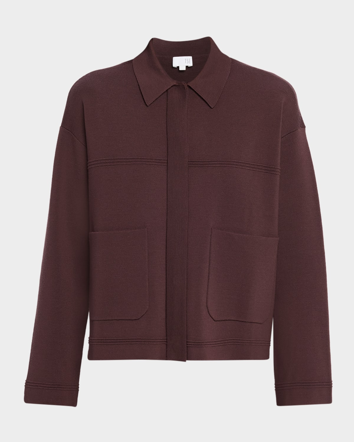 Tse Cashmere Fine Knit Wool-blend Short Jacket In Burgundy