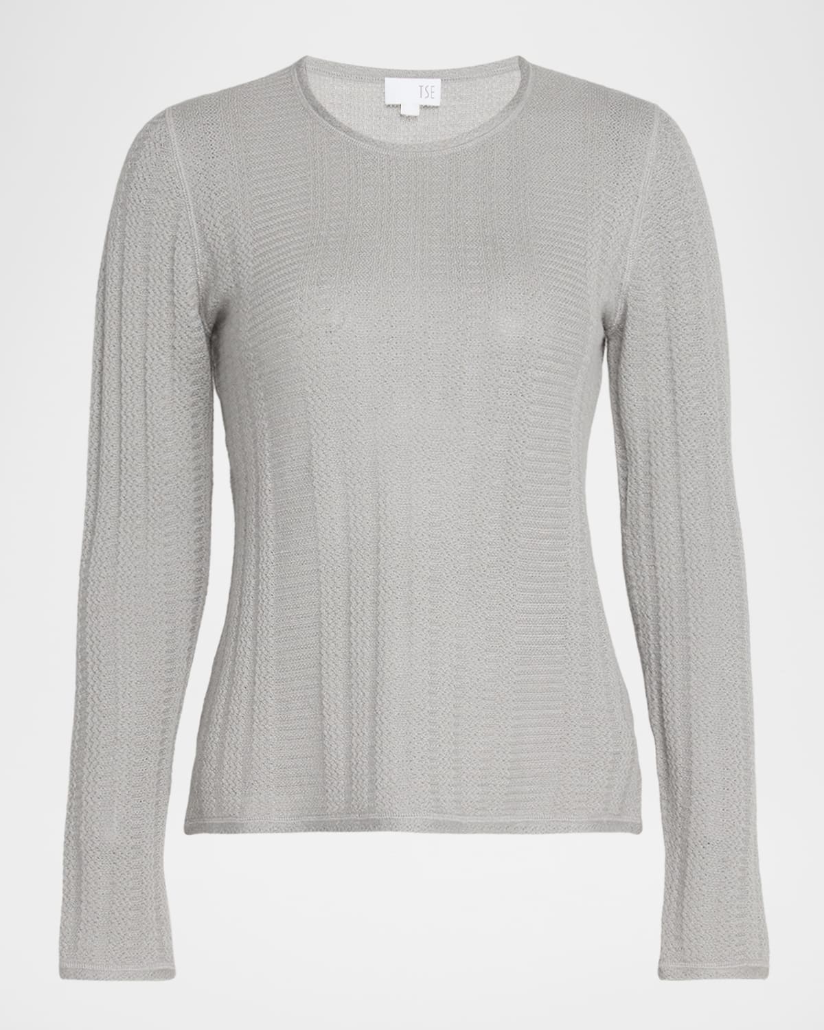 TSE Cashmere Superfine Cashmere Mesh Crewneck