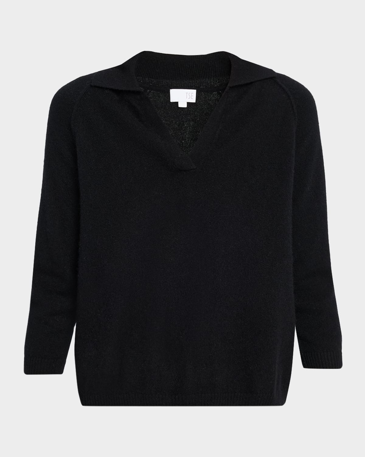 Tse Cashmere Cashmere 3/4-sleeve Polo Sweater In Animal Print