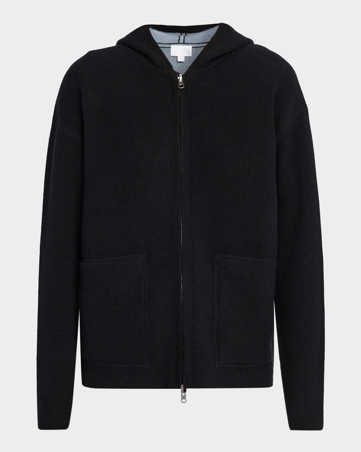 Tse Cashmere Cashmere Reversible Zip-front Hoodie In Black