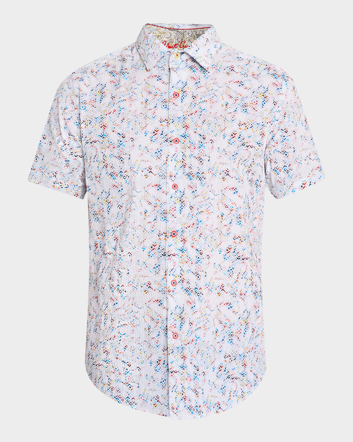 Robert Graham Men's Elgar Seersucker Short-sleeve Shirt In White