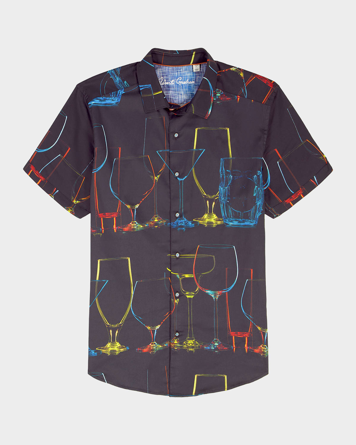 Robert Graham Men 's Neon Nights Satin Short-Sleeve Shirt