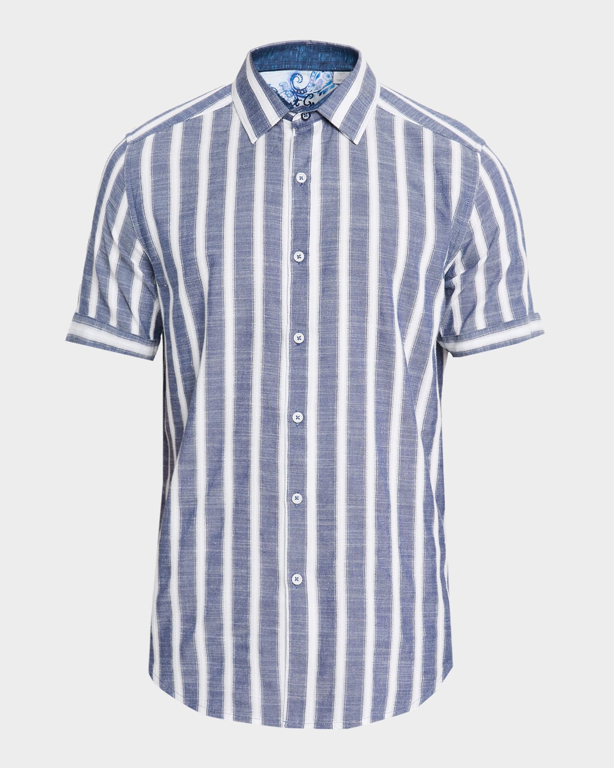 Robert Graham Preston Stripe Cotton Blend Button-up Shirt In Blue