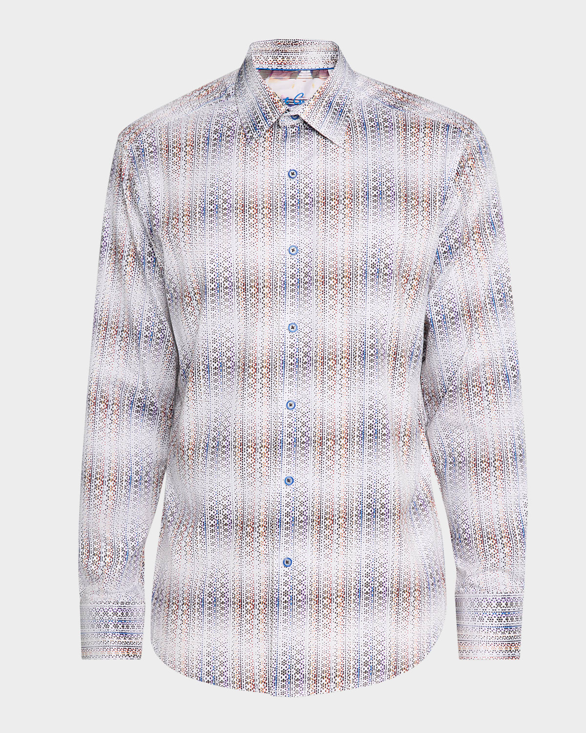Robert Graham Men's Forsyth Micro-hexagon Cotton Stretch Sport Shirt In White